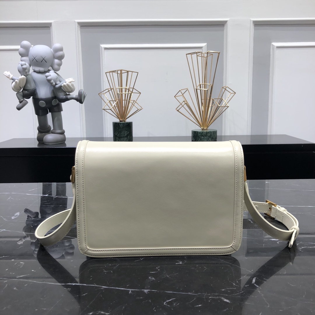 Saint Laurent Solferino Box Medium Calfskin Handbag Shoulder Bag White 634305 